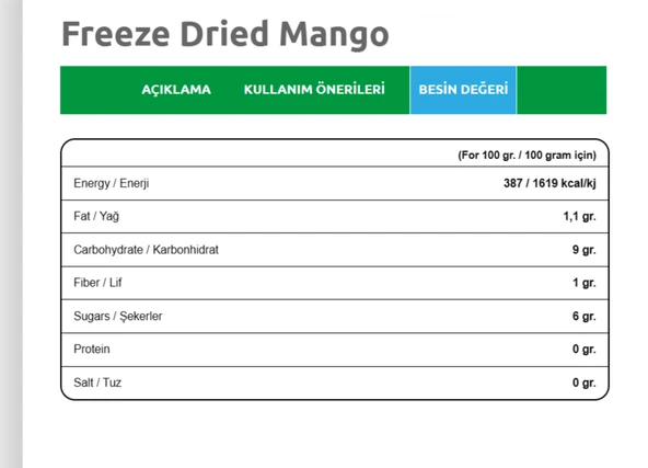 Dondurularak Kurutulmuş Mango 15 gr - Freeze Dried Mango - Mango Kuru Meyve Cipsi - Resim 3