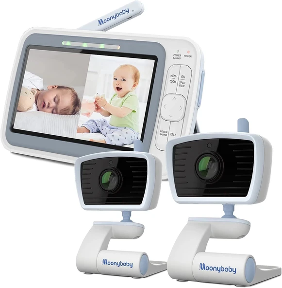 Moonybaby 5" HD Düşük EMF'siz 2 Kameralı Bebek Monitörü ürün görseli