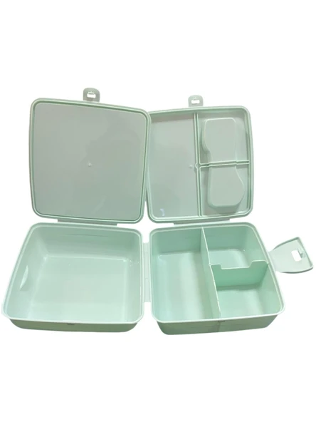 Beslenme Kutusu 4 Bölmeli Frozen Mint Yeşili Renk Kız Figürlü 1 Adet Yemek Saklama Kabı Beslenme Çantası - Resim 3