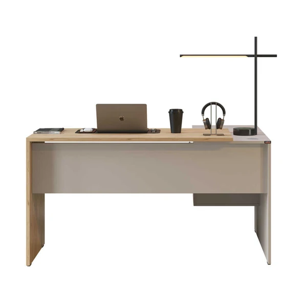 Madrid 3 Çekmeceli L Çalışma Masası - Florida Meşe/Vizon 140x75x107 cm - Resim 5