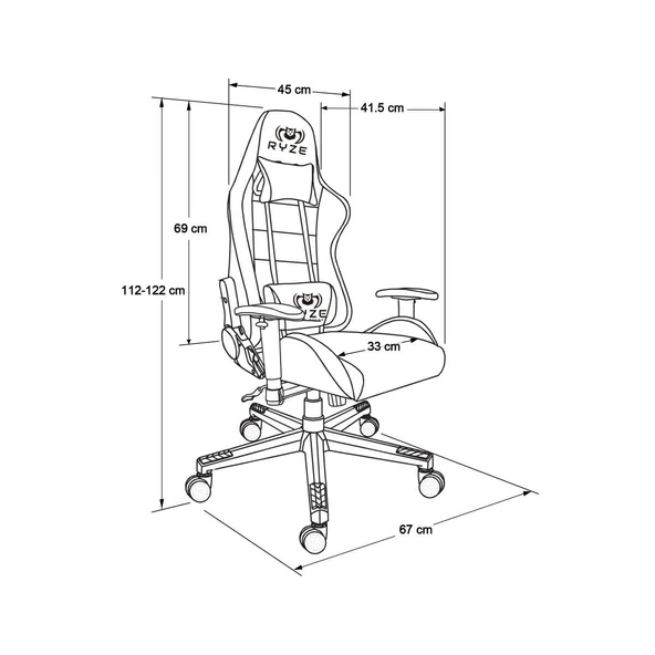 Ryze Kids Target Çalışma ve Oyuncu Koltuğu Siyah 68x110,5-120,5x70 cm - Resim 7