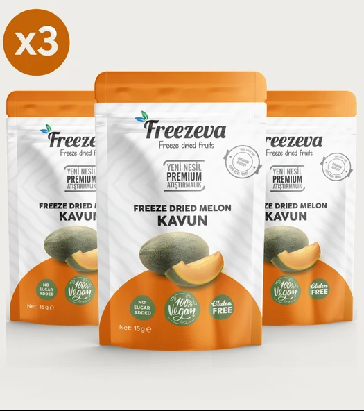 3'lü Paket Dondurularak Kurutulmuş Kavun (Freeze Dried Kavun) Freeze Dry Kavun Kurusu 3x15 gr ürün görseli 1