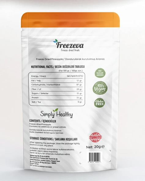 Dondurularak Kurutulmuş Ananas 20 gr - Freeze Dried Ananas - Ananas Kuru Meyve Cipsi - Resim 2