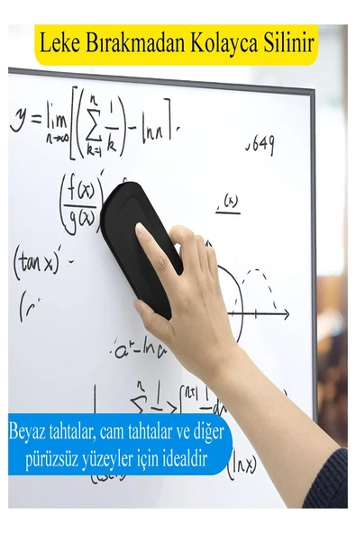 Yazı Tahta Silgisi Plastik Saplı 1 Adet Ops Beyaz Yazı Tahtası Silgisi Kaliteli Keçe Uçlu Silgi Okul Sınıf - Resim 2