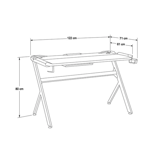Ryze Extreme Karbon Fiber RGB Oyuncu Masası - Siyah 120x60x76 cm - Resim 8