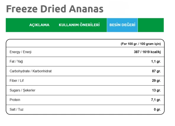 Dondurularak Kurutulmuş Ananas 20 gr - Freeze Dried Ananas - Ananas Kuru Meyve Cipsi - Resim 3