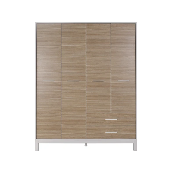 London 4 Kapaklı 2 Çekmeceli Gardırop-Meşe-Beyaz 159x202x52 cm (GxYxD) ürün görseli 1