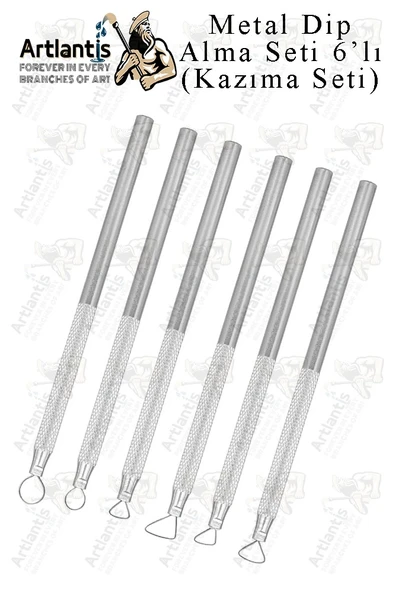 Tel Dip Alma Seti 6 lı 13 cm 1 Paket Kazıma Seti Paslanmaz Çelik Rötüş Modelaj Kil Heykel Çömlek Yapma Çubuğu Sanatsal - Resim 4