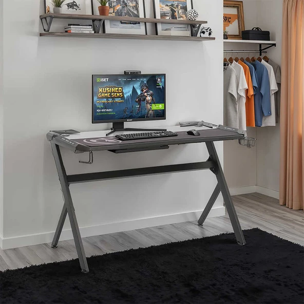 Ryze Extreme Karbon Fiber RGB Oyuncu Masası - Siyah 120x60x76 cm - Resim 4