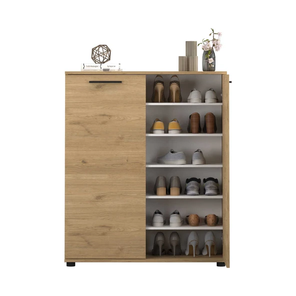 Trendline Çok Amaçlı İki Kapaklı 5 Raflı Dolap Florida Meşe 91x108x35 cm - Resim 3