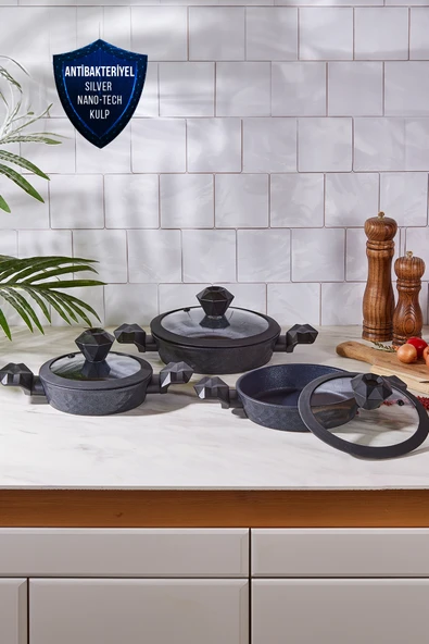 Karaca BioDiamond Antibakteriyel Kulp İndüksiyon Tabanlı 6 Parça Sahan Seti - Resim 8