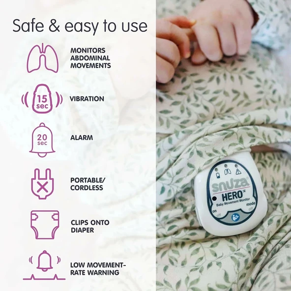 SNUZA Hero Taşınabilir, Giyilebilir Bebek Karın Hareket Monitörü - Resim 3