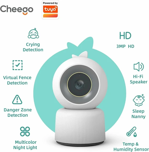 Cheego 3MP HD Akıllı Kameralı ve Sesli Bebek Monitörü - Resim 3