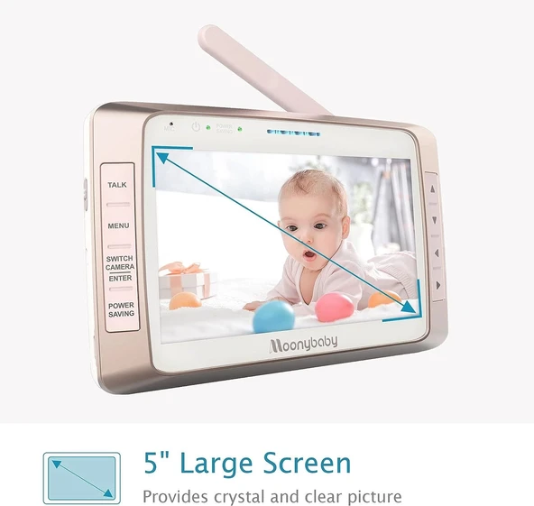 Moonybaby 5" Uzun Menzilli 2 Kameralı Bebek Monitörü, WiFi Gerekmez - Resim 2