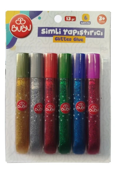 Simli Yapıştırıcı 6 Renk 1 Paket Simli Uhu 6 lı Anasınıfı Kreş Süsleme Etkinlik Yıkanabilir Zararsız - Resim 2