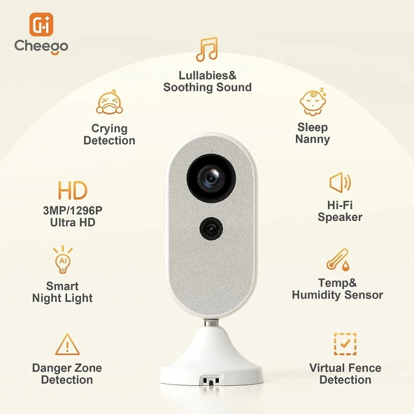 Cheego Akıllı Bebek Monitörü WiFi-CCA3-W- Duvar Montajı - Resim 2