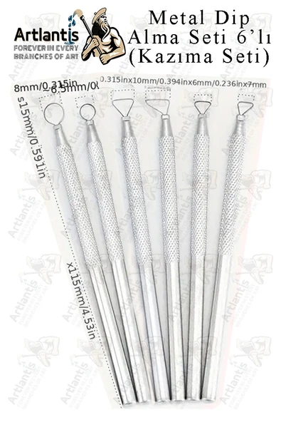 Tel Dip Alma Seti 6 lı 13 cm 1 Paket Kazıma Seti Paslanmaz Çelik Rötüş Modelaj Kil Heykel Çömlek Yapma Çubuğu Sanatsal - Resim 3