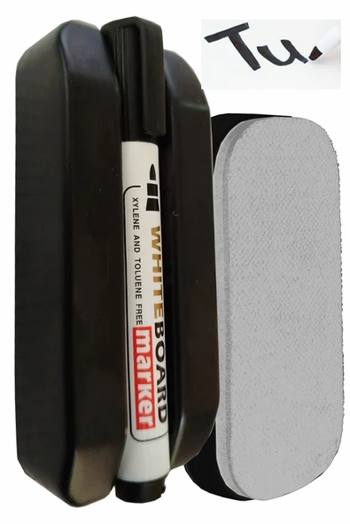 Yazı Tahta Kalemi ve Yazı Tahta Silgisi 1 Adet Ops Kolay Silinebilir Beyaz Yazı Tahta Kalemi ve Keçe Uçlu Tahta Silgisi - Resim 3