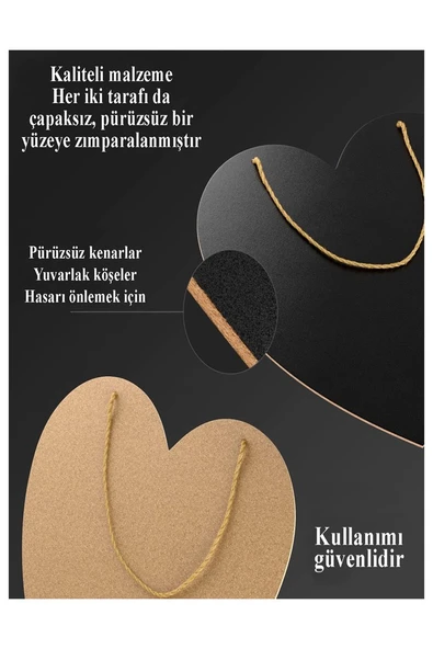 Boyanabilir Çift Taraflı Kalp Mdf 2 Li 1 Paket Kalp Tabela Kapı Duvar Yazı Yazmak Süslemek Dekoratif Hobi Sanat Seti - Resim 2