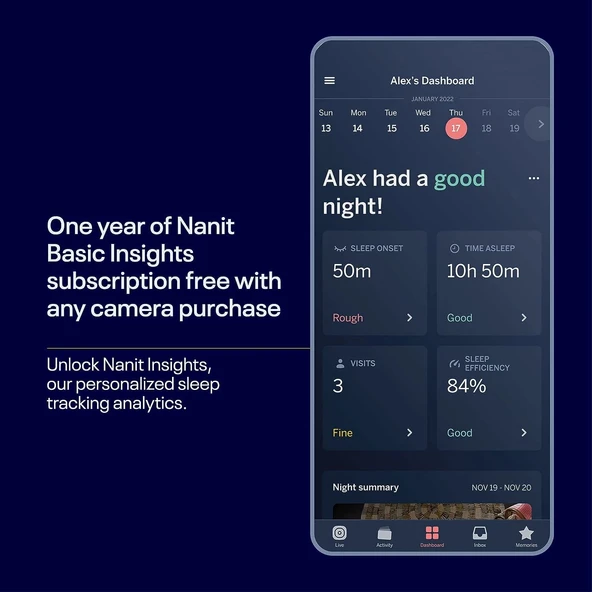 Nanit Pro Akıllı Bebek Monitörü ve Duvar Montajı - 1080p - Gümüş - Resim 2