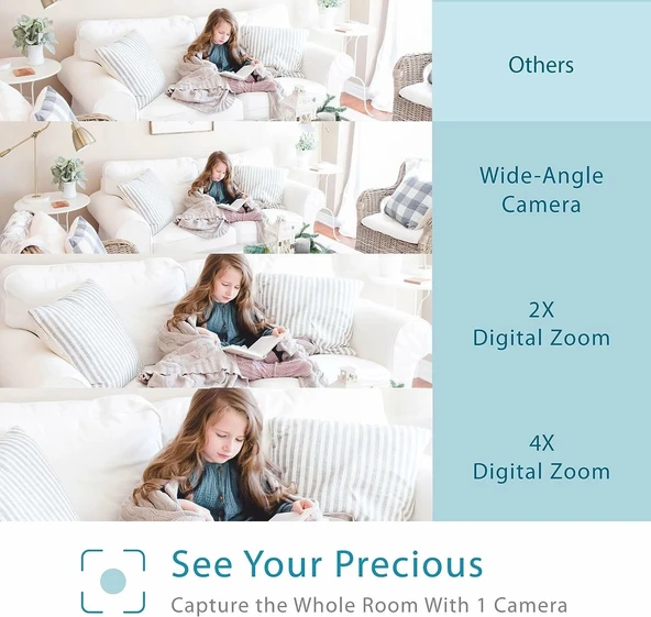 Moonybaby 5" HD Düşük EMF Kablosuz Bebek Monitörü, Kameralı ve Sesli - Resim 4