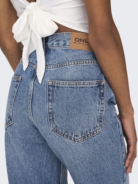 ONLY Bayan Yüksek Bel Rahat Kesim Kot Pantolon 15263588 - Resim 4