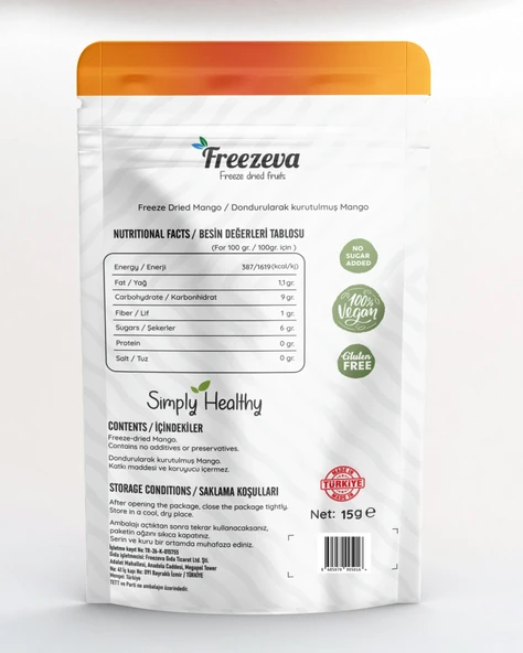 Dondurularak Kurutulmuş Mango 15 gr - Freeze Dried Mango - Mango Kuru Meyve Cipsi - Resim 2