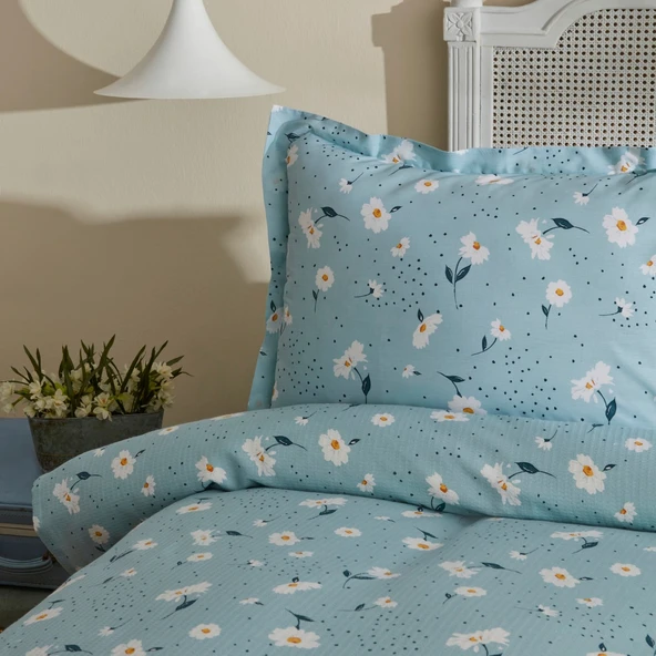 Karaca Home Daisy Pamuk Çift Kişilik Pike Takımı – Mint Yeşili, Yumuşak ve Nefes Alabilen Yazlık Konfor - Resim 4