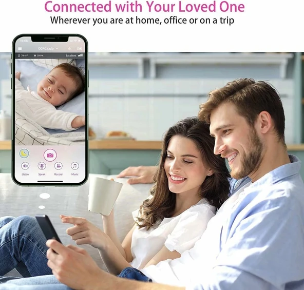 iBaby M8 2K Akıllı Bebek Monitörü, 2 Yönlü Konuşma - Resim 2