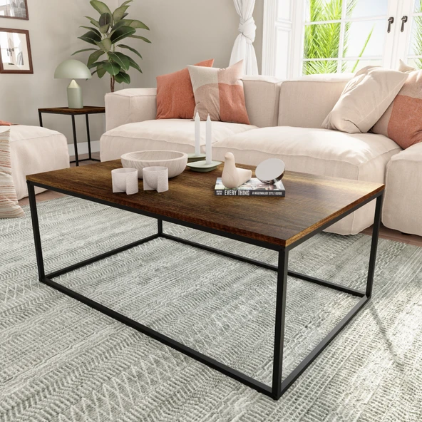 Profile Dikdörtgen Orta Sehpa - Koyu Ceviz (oslo Ceviz) 100x42x60 Cm (gxyxd) - Resim 6