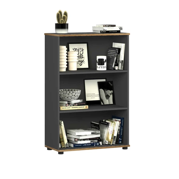 Rio 3 Raflı Kitaplık - Antrasit/Kontra 72x109x34 cm - Resim 2