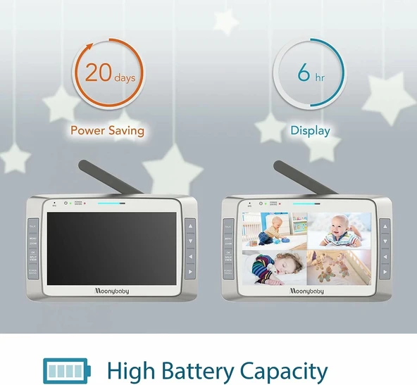 Moonybaby Trust 50 Düşük EMF Kablosuz Bebek Monitörü - 2 Kamera - Resim 3