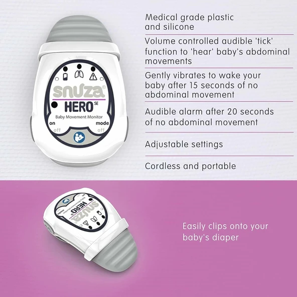 SNUZA Hero Taşınabilir, Giyilebilir Bebek Karın Hareket Monitörü - Resim 4