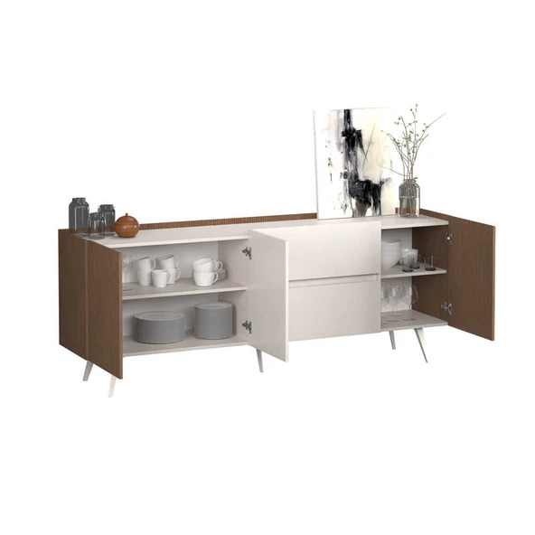 Milano 3 Kapaklı 2 Çekmeceli Konsol Vizon-Zebra 210x80x44 cm - Resim 4