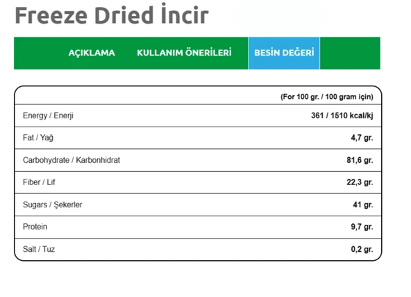 Dondurularak Kurutulmuş Dilim İncir 25 gr - Freeze Dried İncir - İncir Kuru Meyve Cipsi - Resim 3