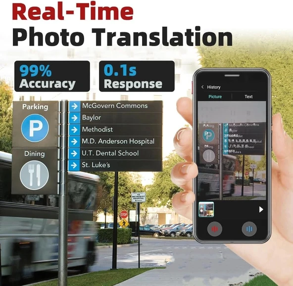 Uluck Taşınabilir Tercüman Cihazı ChatGPT Ai Voice Anında İki Yönlü 139 Dil - Resim 4