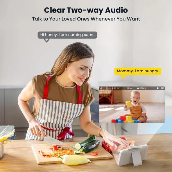 ieGeek Video Bebek Monitörü 2 Kameralı, 5 Inc Ekran - 2K HD - Resim 6