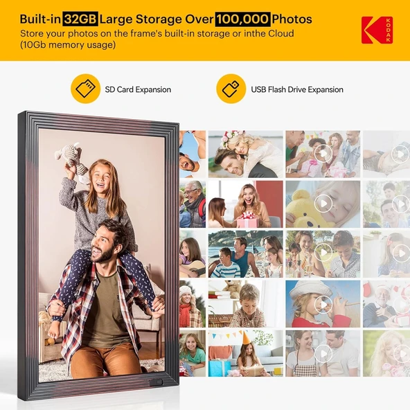 Kodak 21.5 Inc WiFi Dijital Fotoğraf Çerçevesi 1920x1080 FHD IPS Ekran Kumandalı - Resim 6