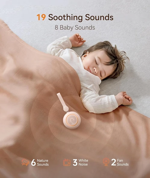 Dreamegg Taşınabilir Ses Makinesi - 19 Yatıştırıcı Ses ve Bebek Odası Işığı - Pembe - Resim 3