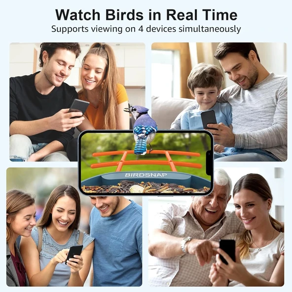 BirdSnap PAV - Akıllı Kuş Yemliği, Güneş Enerjili Kamera 2K HD - Mavi - Resim 4