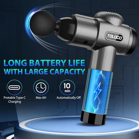 TOLOCO Masaj Aleti, Sporcular İçin Derin Doku Sırf Masajı 10 Başlıklı - Gri - Resim 3