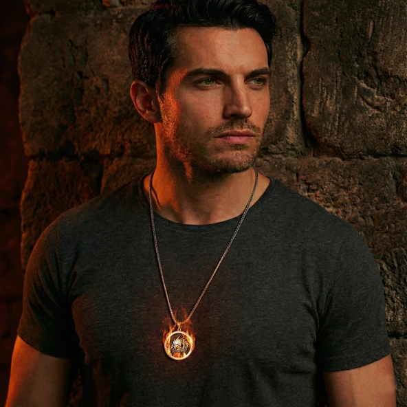 Ateşin Hükümdarı EJDARHA: 925 Ayar Oksitli Gümüş Erkek Kolye - Resim 3