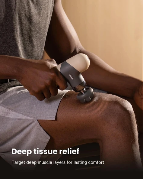RENPHO Mini Isıtmalı Termal Masaj Cihazı, Derin Doku Perküsyon - Gri - Resim 6