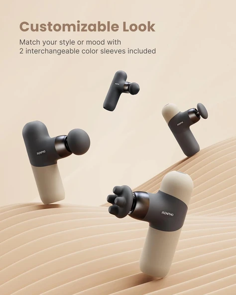 RENPHO Mini Isıtmalı Termal Masaj Cihazı, Derin Doku Perküsyon - Gri - Resim 2