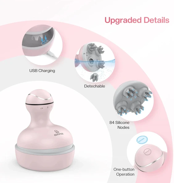 COMFIER Kablosuz Elektrikli Saç Derisi Masaj Cihazı - Pembe - Resim 5
