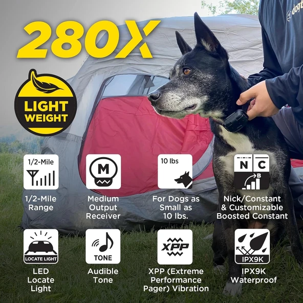 Dogtra 280X E-Tasma Uzaktan Kumandalı Köpek Eğitim 1/2 Mil, 4,5 kg - Resim 2