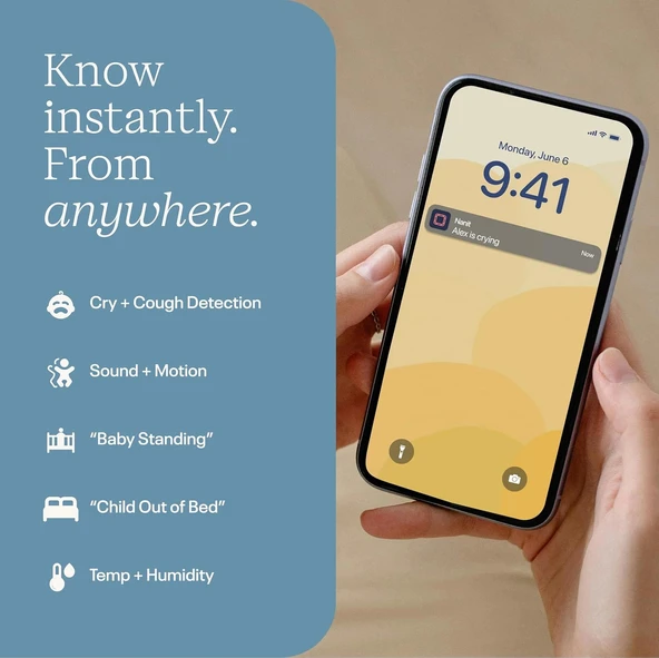 Nanit Essentials Akıllı Bebek Monitörü - Zemin Standlı - 1080p HD Wi-Fi Kamera - Resim 4