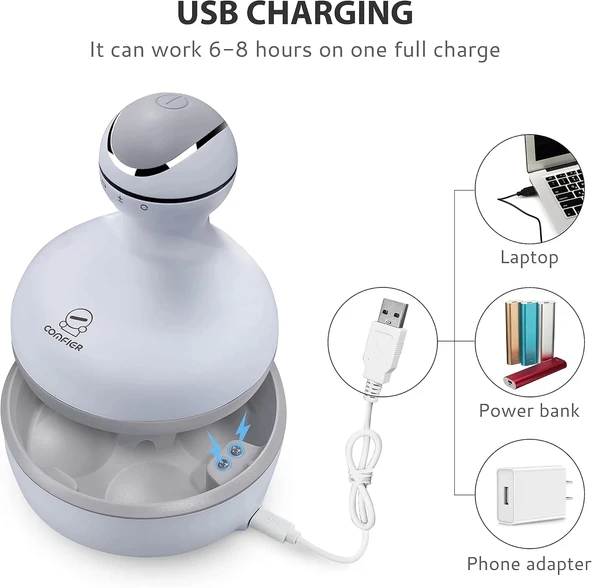 COMFIER Kablosuz Elektrikli Saç Derisi Masaj Cihazı - Açık Mavi - Resim 5