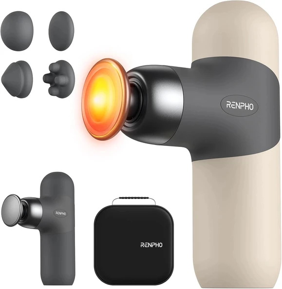 RENPHO Mini Isıtmalı Termal Masaj Cihazı, Derin Doku Perküsyon - Gri ürün görseli