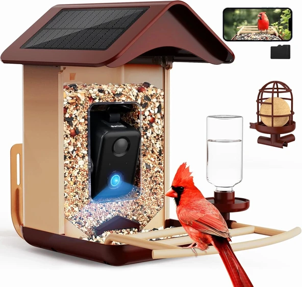 BirdLegend BL01 Kameralı Kuş Yemliği Güneş Enerjili - Kırmızı ürün görseli
